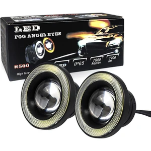 Team Car Mercekli Angel Yuvarlak Led Beyaz Sis Farı 8.9 cm Metal Gövde