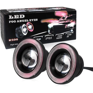 Team Car Mercekli Angel Yuvarlak Led Kırmızı Sis Farı 7.6 cm Metal Gövde