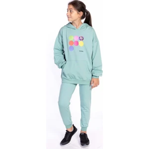 Toontoy Kız Çocuk Kanguru Cepli Kapüşonlu Eşofman Takımı