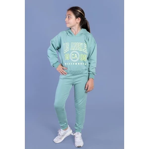 Toontoy Kız Çocuk Kapüşonlu Baskılı Eşofman Takımı