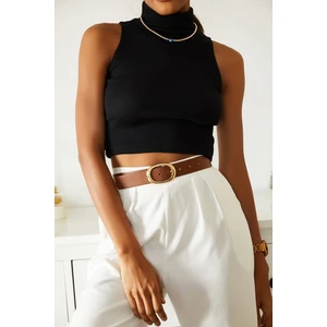 Siyah Balıkçı Yaka Kaşkorse Kolsuz Bluz 2KXK2-45410-02