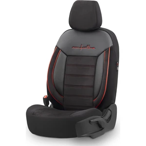 Comfortline Design Airbag Dikişli Ekstra Destekli Gerçek Taytüyü Süet Premium Oto Koltuk Kılıfı Kırmızı-Siyah