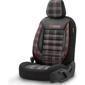 Gti Sports Design Airbag Dikişli Ekstra Destekli Özel Jacquard Kumaş Oto Koltuk Kılıfı Kırmızı-Siyah