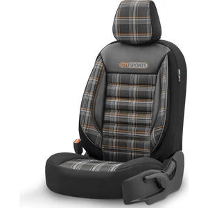 Gti Sports Design Airbag Dikişli Ekstra Destekli Özel Jacquard Kumaş Oto Koltuk Kılıfı Turuncu-Siyah
