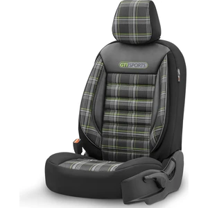 Gti Sports Design Airbag Dikişli Ekstra Destekli Özel Jacquard Kumaş Oto Koltuk Kılıfı Yeşil-Siyah