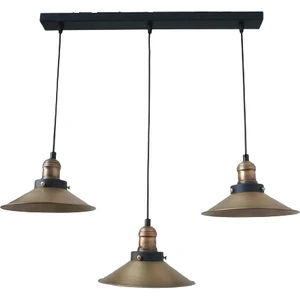 Rys Tasarım Retro Eskitme Kaplama 3 Lü Masa Üstü Sıralı Dekoratif Rustik Sarkıt Avize Çap 60 cm