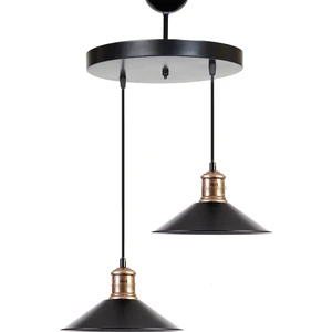Rys Tasarım Retro Metal Siyah 2 Li Dekoratif Rustik Sarkıt Avize Çap :30 cm