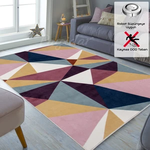 Yıkanabilir Kaymaz Taban Desen 050 Pembe 120 x 170 cm Dijital Baskı Halı