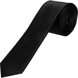 Elegante Cravatte Siyah Renk Saten Kravat ve Mendil