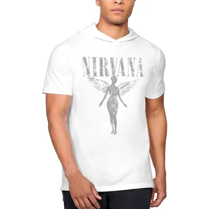 Melek Nirvana Kapüşonlu Beyaz Kısa Kollu Erkek T-Shirt