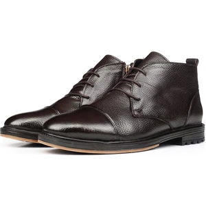 Birmingham Deri Bağcıklı Fermuarlı Kaydırmaz Taban Günlük Bot