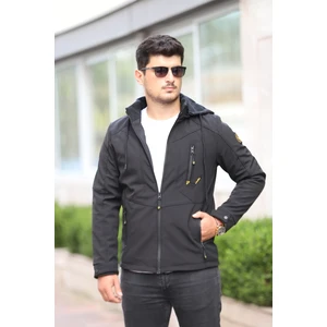 Erkek Siyah Su ve Rüzgar Geçirmez Softshell