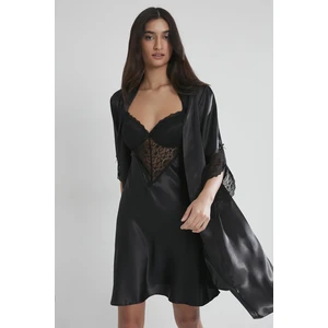 Pierre Cardin  Saten Dantelli Gecelik & Sabahlık Takım  - 4240