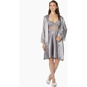 Pierre Cardin  Saten Dantelli Gecelik & Sabahlık Takım  - 4265