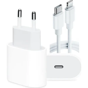 Apple iPhone Uyumlu 20W USB C Hızlı Şarj Adaptörü + USB C Şarj Kablosu