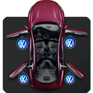 Volkswagen Araçlar Için Kapı Altı Pilli LED Logo Hd Lens Karanlık ve Mesafe Sensörlü LED Işıklı Lamba
