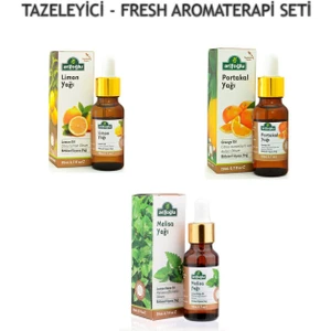 3 Lü Fresh Tazeleyici Aromaterapi Seti (Limon Yağı - Portakal Yağı - Melisa Yağı)