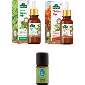 Mentol Set Nane Yağı 20 ml - Okaliptus Yağı 20 ml - Nuka Niaouli Yağı 5 ml