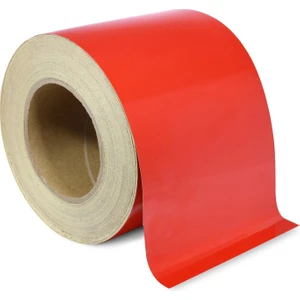 Reflektörlü Reflektif Fosforlu Şerit Bant Kırmızı Düz Ikaz Bandı 12 cm x 1 Metre