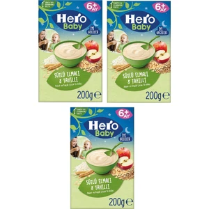 Hero Baby Sütlü 8 Tahıllı Elmalı Kaşık Mama 200 gr x 3 Adet