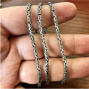 Golden Life Erkek Gümüş Kral Zincir Yuvarlak Kral Model Kolye 925 Ayar