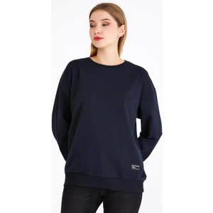 Kadın Lacivert Renk Basic Bisiklet Yaka Sweatshirt
