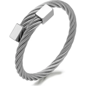 Helezon Yaylı Gri Hasır Çelik Erkek Bileklik EK94BY