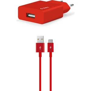 Kırmızı Smartcharger Seyahat Şarj Aleti 2.1A USB-C Kablo 2SCS20C