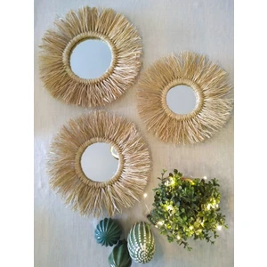 BH Bohem Handmade Rafya Ayna 3 Lü Set