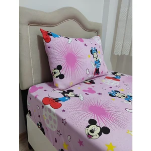 Tek Kişilik Ranforce (Kumaş) Lastikli Çarşaf Takımı Mickey Mouse