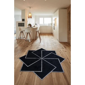 Decomia Home Dijital Baskılı Kaymaz Dot Taban Makinede Yıkanabilir Rüzgar Gülü Modeli Siyah HALI-D1065