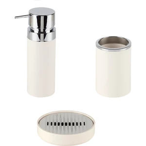 M-SE32-09 Lenox Sıvı Sabunluk Sabunluk Diş Fırçalık 3'lü Set Bej