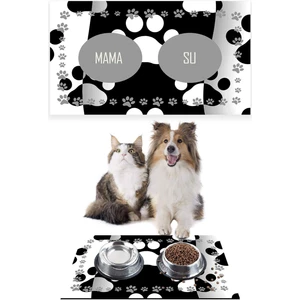 Siyah Beyaz Pati Mama Altlığı Mama Paspası 50X35CM