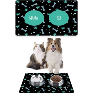 Siyah Kemil Pati Köpekler Kedi Köpek Mama Altlığı Mama Paspası 50X35CM