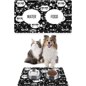 Siyah Kedi Mama Altlığı Mama Paspası 50X35CM