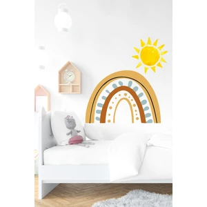 Toprak Tonlarında Gökkuşağı ve Güneş Çocuk  Odası Duvar Sticker