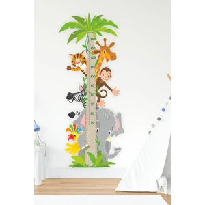 Sevimli Safari Hayvanları Temalı Boy Ölçer Duvar Sticker