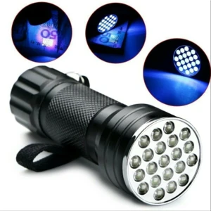 Uv Fener 21 LED Kehribar, Oltu Taşı Kontrolü-Ultraviyole Mor Renk Fener PM-6351