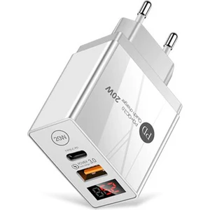 20W Pd + USB Hızlı Şarj LED Göstergeli - Beyaz