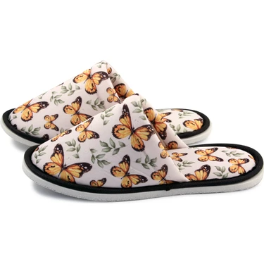 Chochili Kadın Beyaz Kelebek Desenli Yumuşak Tabanlı Ev Fiyatı