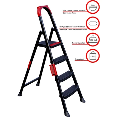 Ertekpa Anka Plus 3+1 Basamaklı Metal Siyah