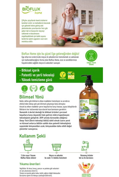 Bioflux Home Meyve Sebze Yıkama Temizleme Ürünü-500 ml