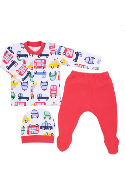 BebeMekan Araç Temalı Bebe Pijama Takım Kırmızı