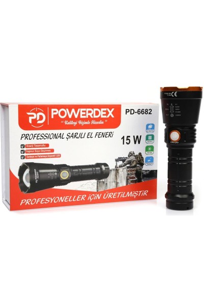 Powerdex PD-6682 15WATT Profesyonel Şarjlı El Feneri