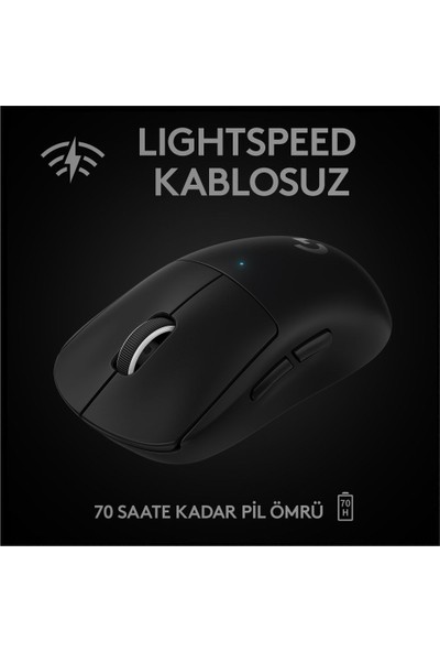 Logitech G PRO X SUPERLIGHT Ultra Hafif HERO 25.600 DPI 400 IPS LIGHTSPEED Kablosuz Oyuncu Mouse - Siyah