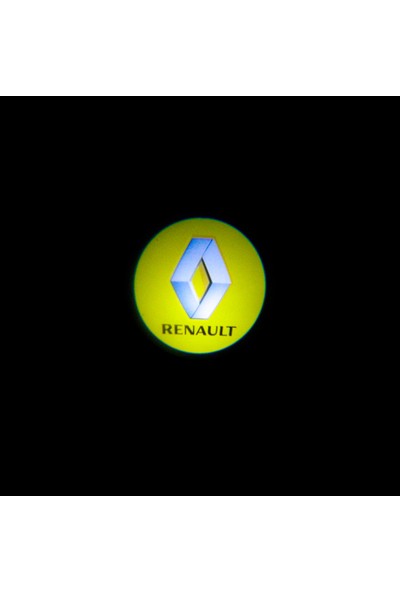 Waxen Renault Araçlar Için Kapı Altı Pilli LED Logo Hd Lens Karanlık ve Mesafe Sensörlü LED Işıklı Lamba