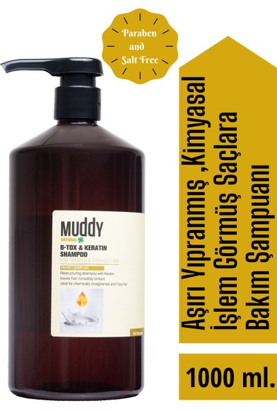 Muddy B-Tox & Keratın Shampoo Aşırı Yıpranmış Saçlar Için Onarıcı