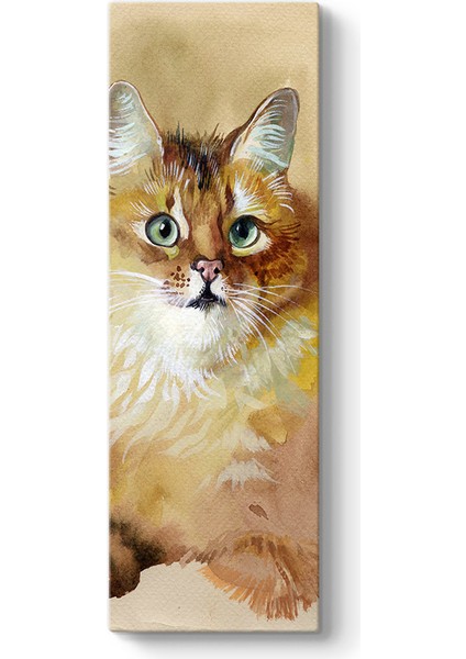 Sulu Boya Sarı Kedi Tablosu