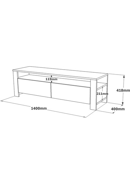 Robin Home Tv Ünitesi Tv Sehpası Ağaç Dokulu Siyah 140 cm