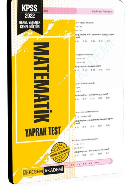 Pegem Akademi Yayıncılık 2022 KPSS Genel Yetenek Genel Kültür Matematik Yaprak Test